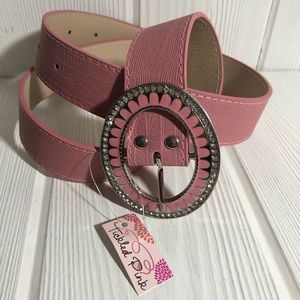Tickled Pink Belt Rhinestone Buckle S/M Croc Print